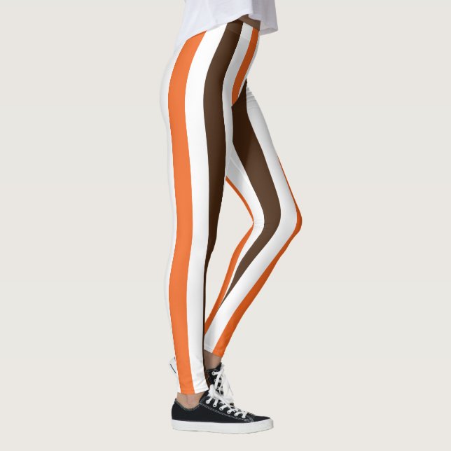 Legging Padrão Laranja Castanho Vertical Stripes (Direita)