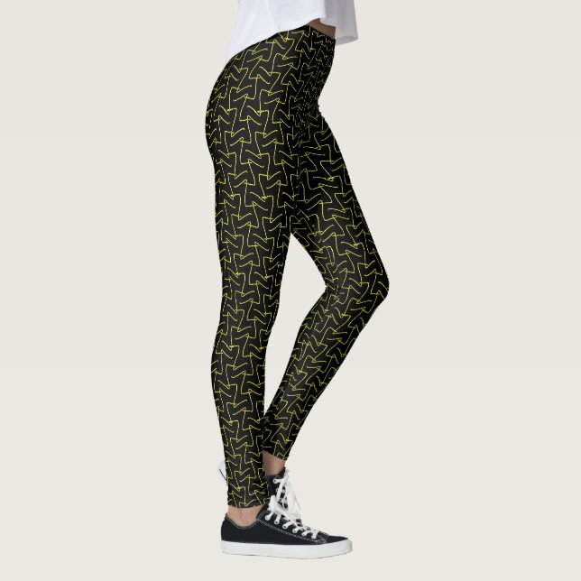 Legging Padrão legal Abstrato amarelo e preto (Direita)