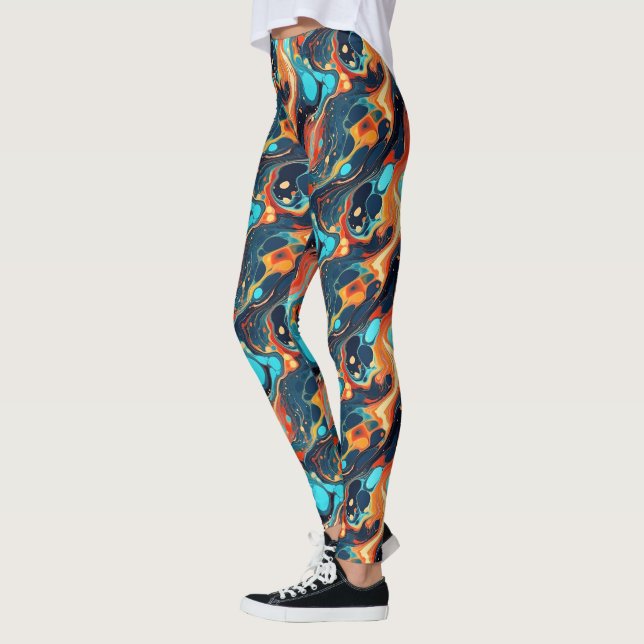Legging Padrão legal de abstrato líquido (Esquerda)