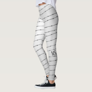 Legging Padrão legal de fio de barro preto branco da cinz