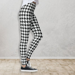 Legging Padrão legal de houndstooth Chic Checkered Sua Cor