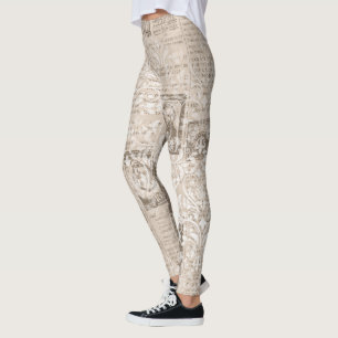 Legging Padrão legal de Impressão de Notícias Ephemera One