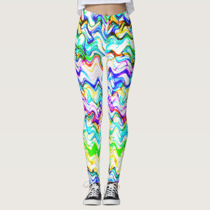 Legging Padrão legal de Zig Zag de cor múltipla