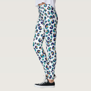 Legging Padrão-Leopardo Dourado-azul