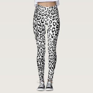 Legging Padrão leopardo em preto e branco