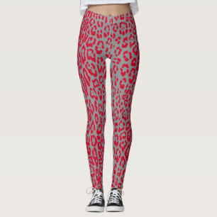 Legging Padrão leopardo em vermelho e cinza