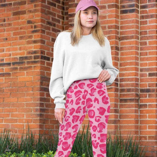 Legging Padrão-Leopardo Moderno Rosa-Quente (Criador carregado)