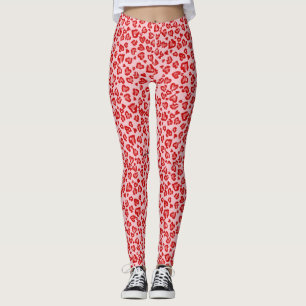 Legging Padrão-Leopardo-namorados em Vermelho no Escamudo