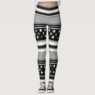Legging Padrão listrado horizontal com estrelas