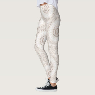Legging Padrão Mandala Bege e Creme