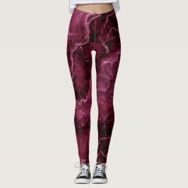 Legging Padrão marmoreado em magenta escura e rosa