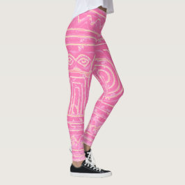 Legging Padrão Mesopotâmico Sumeriano Rosa