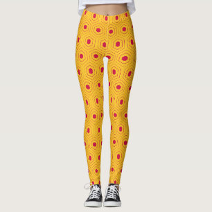 Legging Padrão Mínimo Amarelo Hexágono