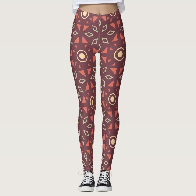 Legging Padrão Mínimo Batik Beige Brown (Frente)