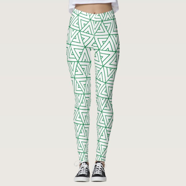 Legging Padrão mínimo branco hexágono (Frente)