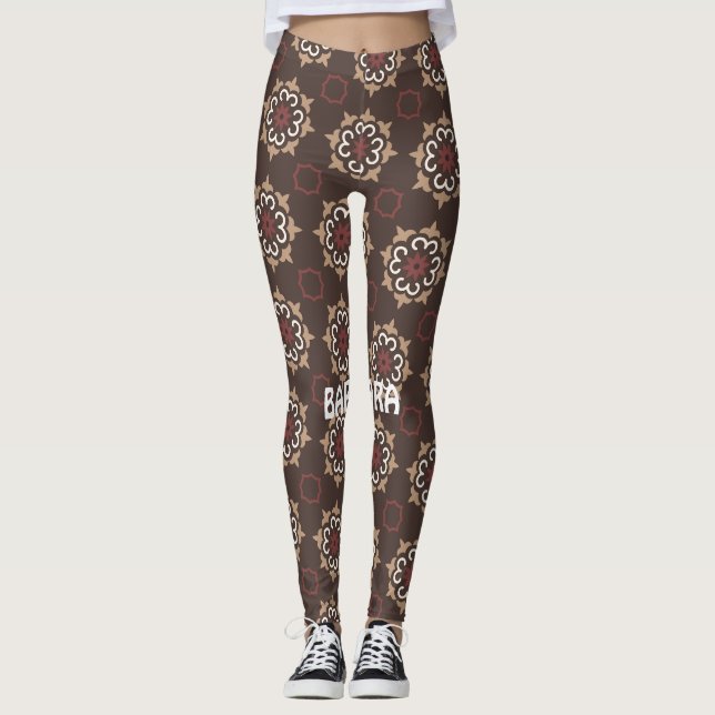 Legging Padrão Mínimo Rosa Castanho Mexicano (Frente)