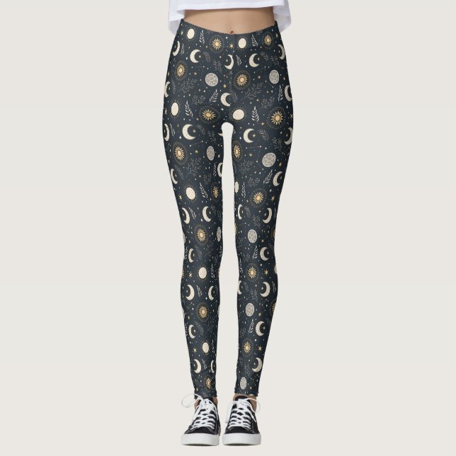 Legging Padrão Místico Celestial da Lua  (Frente)