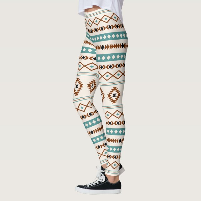 Legging Padrão Misturado De Motifs Aztec Teal Terracotta B (Esquerda)