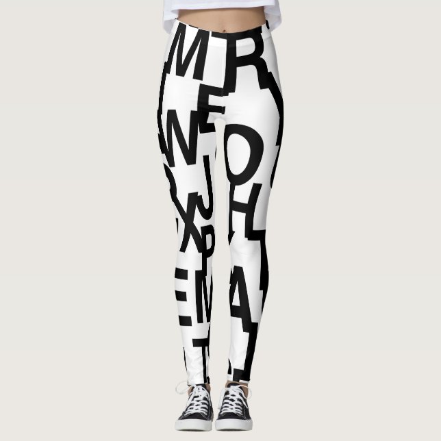 Legging Padrão moderno, abstrato, confuso com letras (Frente)