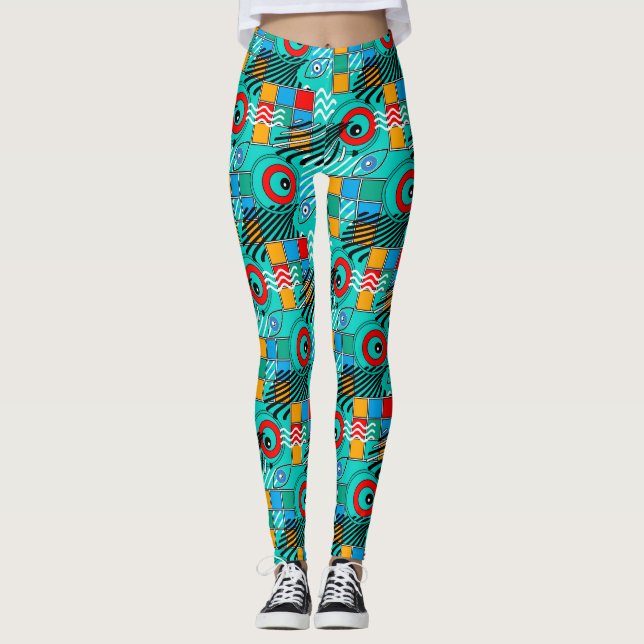 Legging Padrão moderno abstrato criativo multicolorido (Frente)