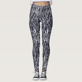 Legging Padrão Moderno Abstrato de Zebra Preta e Branca Sa