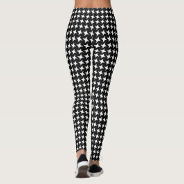 Legging Padrão Moderno de Dente de Caçador Preto e Branco
