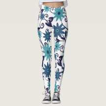 Padrão Moderno de Flor Azul Turquesa