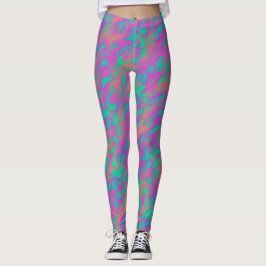 Legging Padrão Moderno De Impressão De Animais, Cor-De-Ros