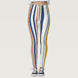 Legging Padrão Moderno de Listra Vertical Colorida