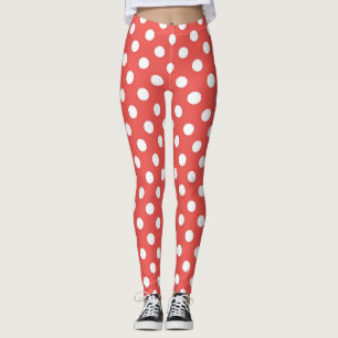 Legging Padrão moderno de manchas bolinhas vermelhas e bra