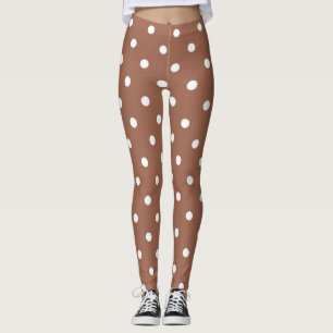 Legging Padrão moderno de manchas de bolinhas marrom e br