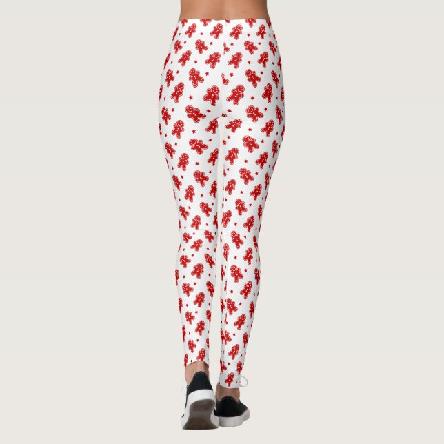 Legging Padrão Moderno de Pão Branco e Vermelho (Verso)