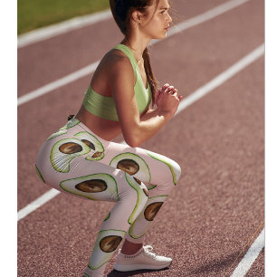 Legging Padrão Moderno De Pastel Rosa E Verde Avocado