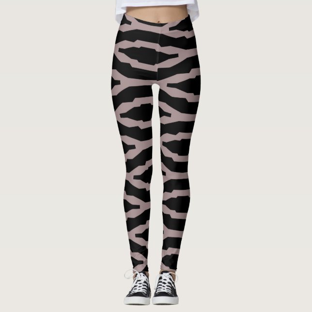 Legging Padrão Moderno Geométrico Rosa e Preto de Santa Fe (Frente)
