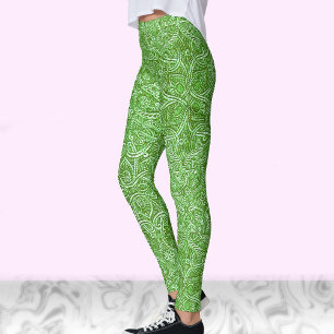 Legging Padrão moderno verde e branco de tendência para a 