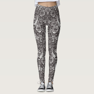 Legging Padrão monocromático gótico