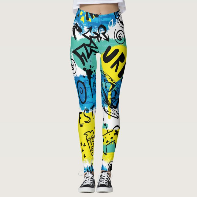 Legging Padrão Monster Hand Drawn Kids (Frente)