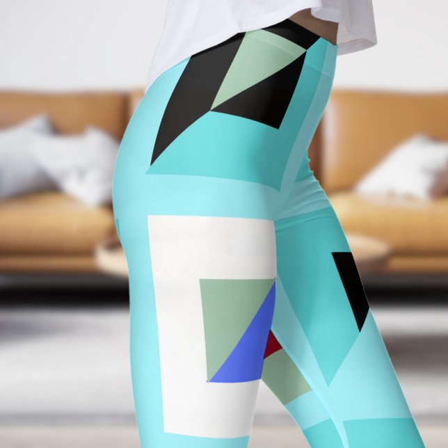 Legging Padrão Mosaico Azul do abstrato Cadet (Signs on Cadet Blue Leggings)