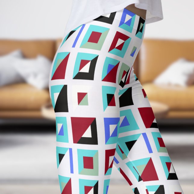 Legging Padrão Mosaico Branco abstrato Ghost (Signs on Ghost White Leggings)