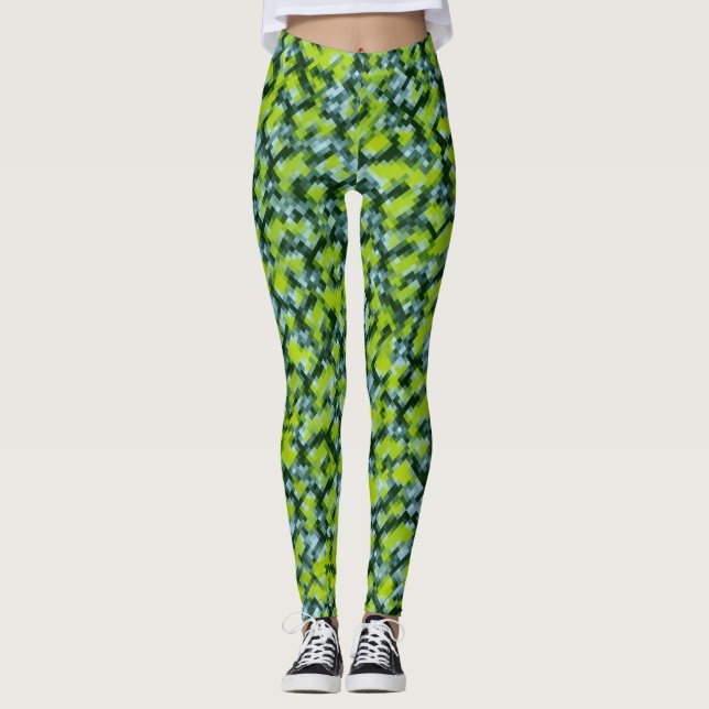Legging Padrão Mosaico Verde Azul (Frente)