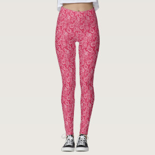 Legging Padrão multicêntrico vermelho branco bonito Mai