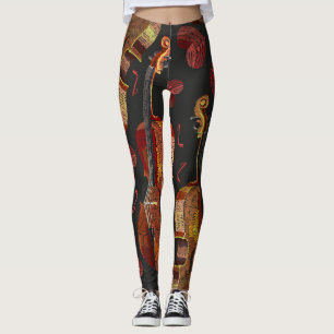 Legging Padrão Musical Violin Red Heart