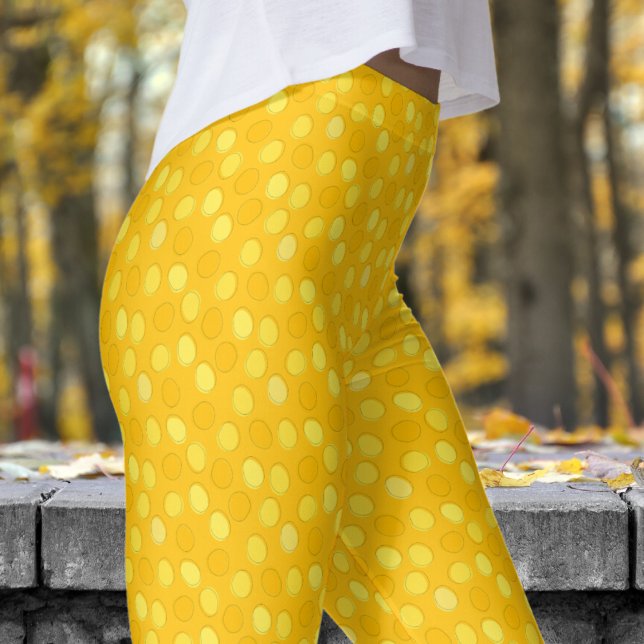 Legging Padrão na moda amarelo e Bolinhas Mikado (Yellow on Mikado Yellow Leggings)