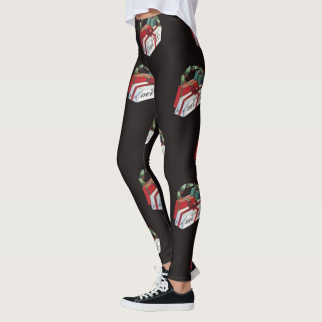 Legging Padrão Natalino Vintage com Presentes Envolvidos (Esquerda)