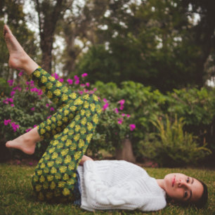 Legging Padrão Natural de Folhas Tropicais Exóticas