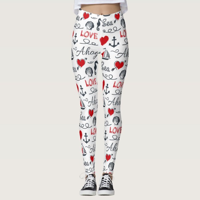 Legging Padrão náutico sem costura (Frente)