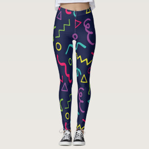 Legging padrão neon retrô Memphis dos anos 80