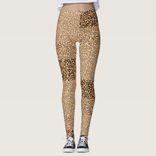 Legging Padrão numérico 01 com fundo amarelo-laranja (Frente)