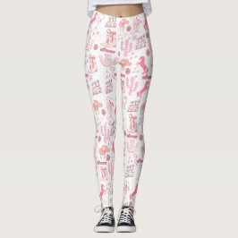 Legging padrão ocidental da vaqueira rosa boho