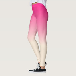 Legging Padrão Ombre Branco Antigo e Rosa Céu de Inverno